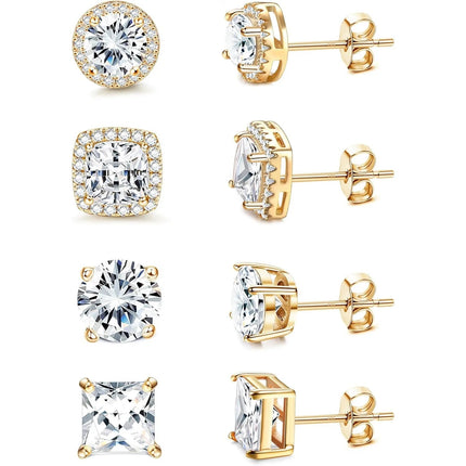 Drperfect Orecchini in argento con zirconi cubici per donna Uomo Orecchini a bottone delicati ipoallergenici placcati in oro 14 carati platinumshop