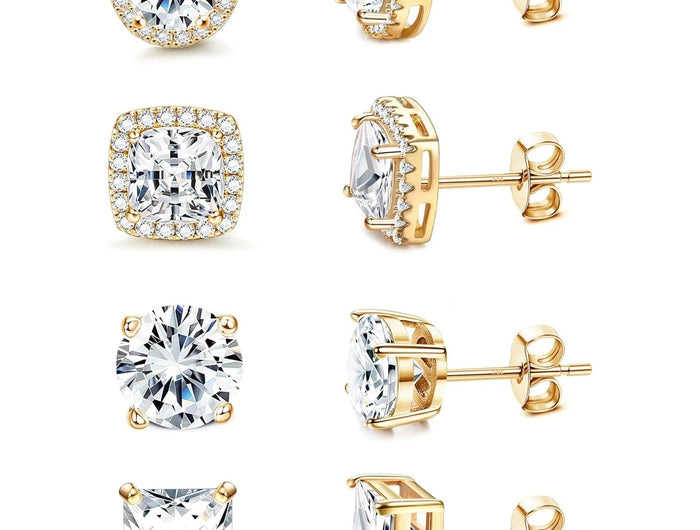 Drperfect Orecchini in argento con zirconi cubici per donna Uomo Orecchini a bottone delicati ipoallergenici placcati in oro 14 carati platinumshop