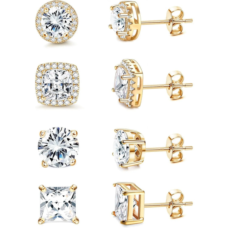Drperfect Orecchini in argento con zirconi cubici per donna Uomo Orecchini a bottone delicati ipoallergenici placcati in oro 14 carati platinumshop