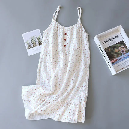 Nuova Camicia da Notte Lunga con Stampa Floreale, Pigiama da Donna in Puro Cotone, Lingerie Comoda, Abbigliamento Estivo Casual per Casa