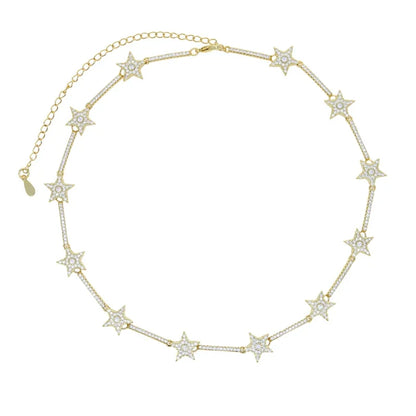 2025 Micro pavimentato 5A Cubic Zirconia CZ Stella geometrica Northstar Fascino Catena da tennis Collana girocollo Gioielli da donna di lusso Regalo