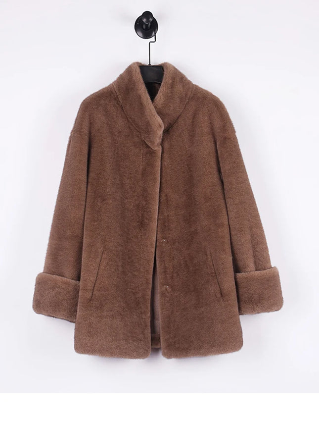 ZADORIN Luxury Mid Long Faux Mink Coat Double Faced Faux Fur Coats Woman Elegant Stand Collar Fluffy Jacket Winter Outerwears