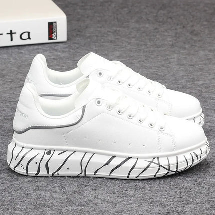 Brand men's shoes, fashionable and versatile couple's sneakers, breathable sports and leisure thick-soled women's white shoes