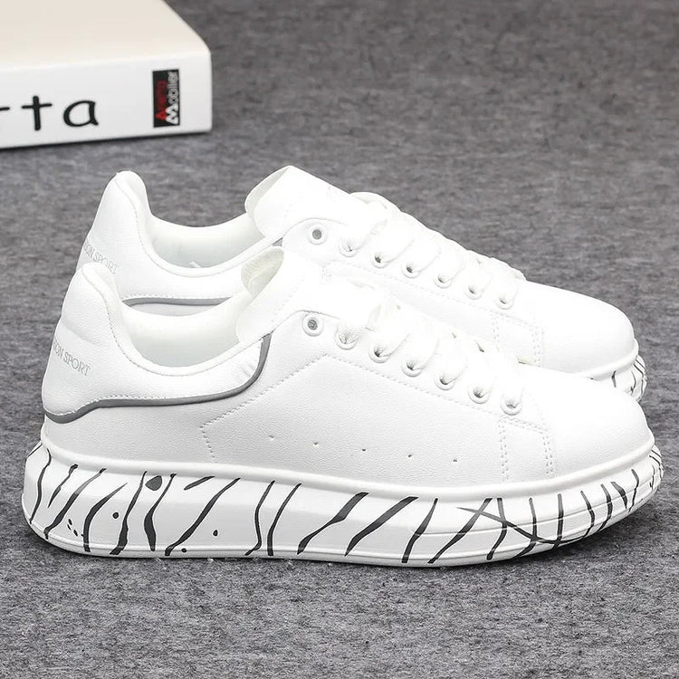Brand men's shoes, fashionable and versatile couple's sneakers, breathable sports and leisure thick-soled women's white shoes