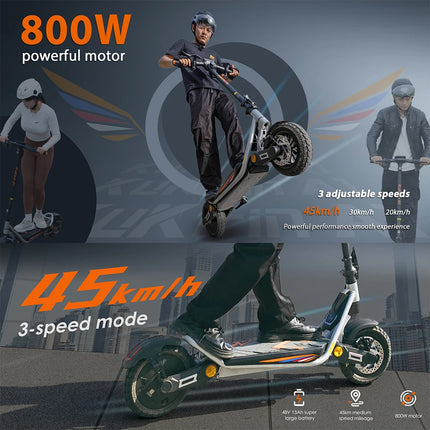 Monopattino Elettrico Pieghevole KuKirin A1, Motore 800W, Batteria 48V 13AH, Autonomia 45km, Scooter Elettrico per Tutti i Terreni