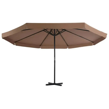Ombrellone da esterno in alluminio 500 cm color tortora, anti-UV, con manovella, 8 stecche, base stabile, tessuto impermeabile, facile da montare