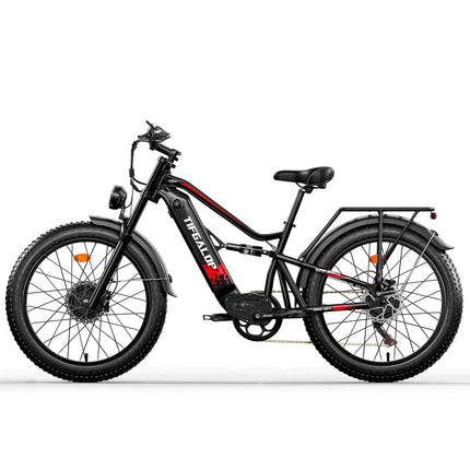 Bicicletta elettrica potente da 3000W, velocità massima di 60km/h, TIFGALOP ES7pro, pneumatici fat da 26 pollici, doppio motore per tutti i terreni, bici elettrica per adulti.