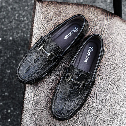 Scarpe Casual da uomo in vera pelle stile coccodrillo mocassini per scarpe comodi da uomo scarpe da uomo Casual Slip on semplici scarpe da guida