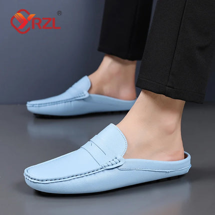 YRZL mocassini estate Slip on mezze scarpe per uomo pantofole in pelle PU Casual traspirante comodi mocassini mocassini scarpe Casual da uomo