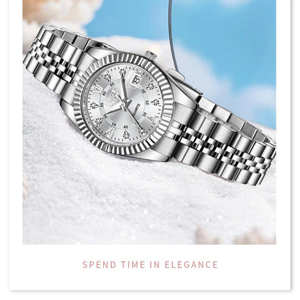 Orologio da Polso LIGE di Lusso con Strass per Donna, Cinturino in Acciaio Inossidabile, Movimento al Quarzo, Regalo, Reloj Mujer platinumshop