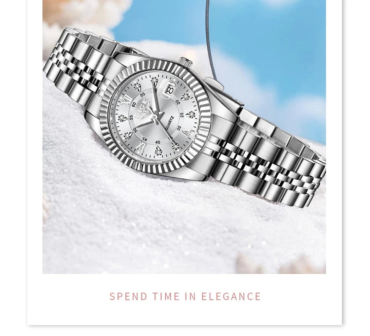Orologio da Polso LIGE di Lusso con Strass per Donna, Cinturino in Acciaio Inossidabile, Movimento al Quarzo, Regalo, Reloj Mujer platinumshop