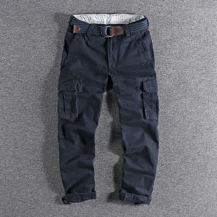 Heavyweight Camouflage Pants Men Clothing Multi-pockets Solid Color Patchworked Outdoor Trousers Retro Cargo Casual Wear Jogger
