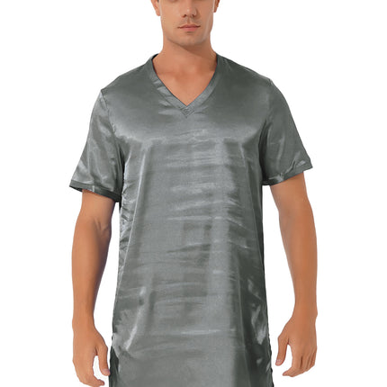 Donna uomo pigiama in raso di seta pigiameria maniche corte camicia da notte Kimono accappatoio abito da notte accappatoio camicia da notte estiva Homewear