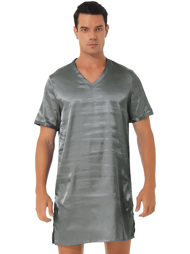 Donna uomo pigiama in raso di seta pigiameria maniche corte camicia da notte Kimono accappatoio abito da notte accappatoio camicia da notte estiva Homewear