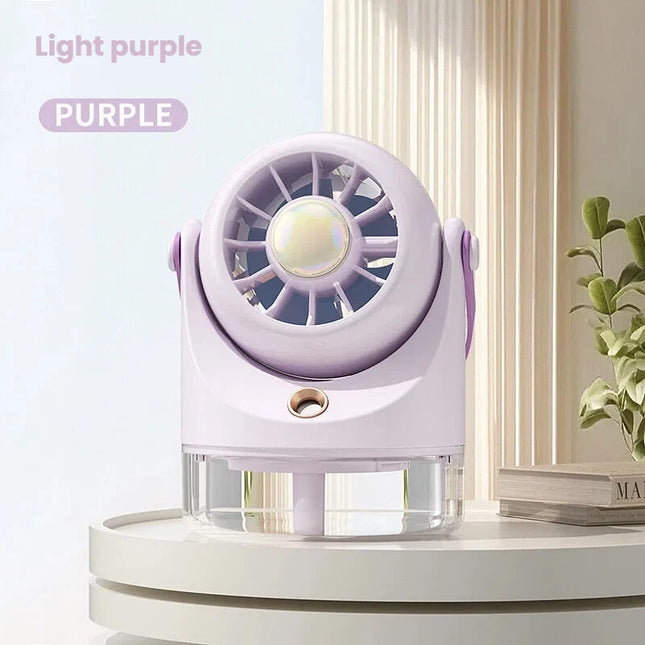 Ventilatore Portatile da Tavolo con Nebulizzatore d'Aria Fredda, Ricarica USB, Raffreddamento ad Acqua, Ventilatore Turbo con Umidificazione, Compatto Ventilatore Personale con Nebbia
