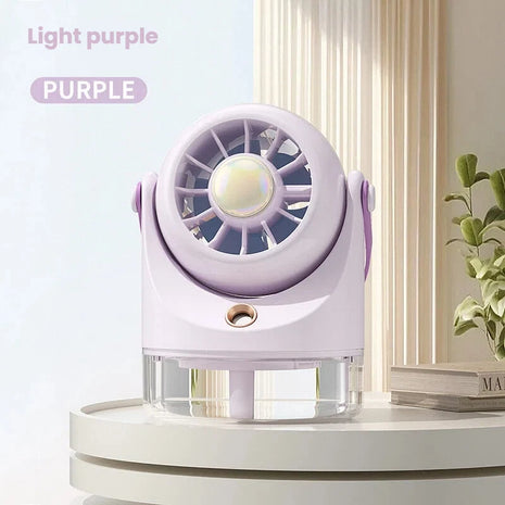 Ventilatore Portatile da Tavolo con Nebulizzatore d'Aria Fredda, Ricarica USB, Raffreddamento ad Acqua, Ventilatore Turbo con Umidificazione, Compatto Ventilatore Personale con Nebbia