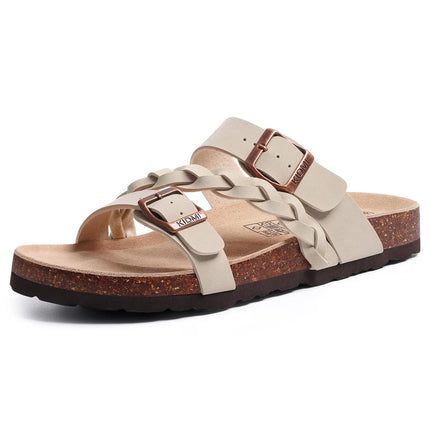 Crestar Sandali con pedana in sughero da donna Sandali scorrevoli slip-on con fibbia alla moda da donna Nuove pantofole comode estive con supporto per l'arco plantare