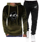 2025 Spring And Autumn Man's Honda Logo Racing Motorcycle Logo Print High Street Gradient Color Hoodies Pants Suits PlatiNum