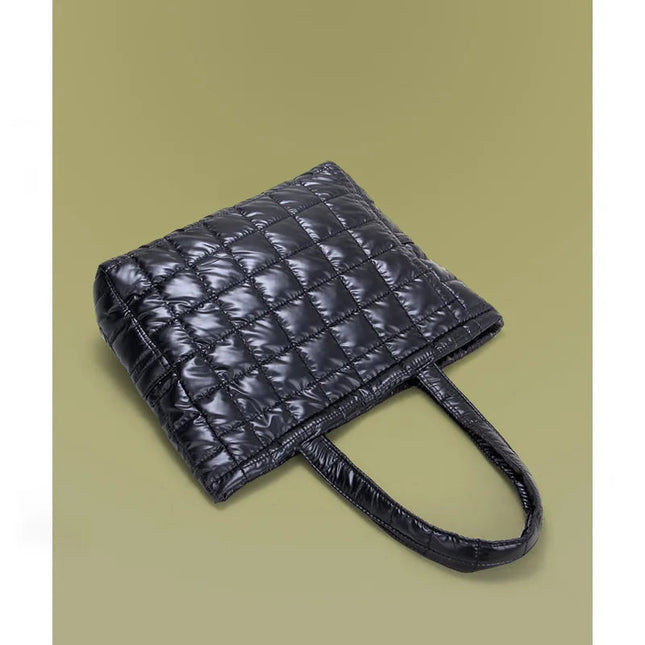 Large Capacity Women's Tote Bag Street Style Commuter Bag down Handbag Fashion Pure Color Handbag PU Material Daily Match PlatiNum