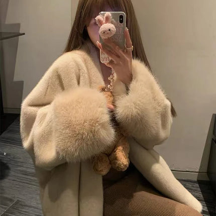 Faux Mink Fur Coat for Women Winter Thick Loose Hairy Casual Jacket Y2K Fashion Streetwear Long Sleeve Warm Fur Outerwear