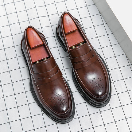 Scarpe Casual con suola spessa di lusso primaverile mocassini Penny neri da uomo scarpe eleganti da ufficio marrone per Mentênis masculino