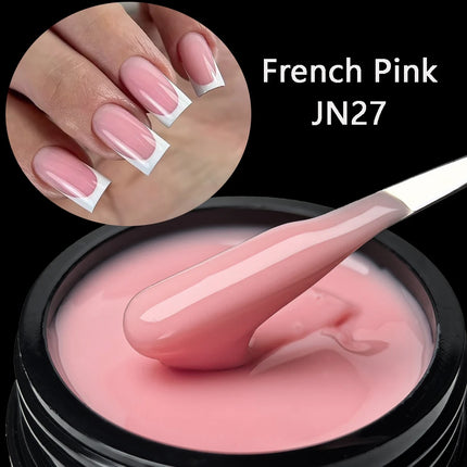 Jillnails 50g Nude Pink Builder Nail Gel French Pink Nails UV LED Self Leveling Sculpting Gel Nails Shape Building Extension