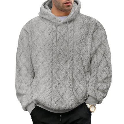Autumn and Winter Leisure Men's High Street Jacquard Double-Sided Velvet Hooded Sports Trend Pullover Sweater Jacket