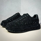 Luxury New Designer Men's White Black Charm Rhinestone Platform Causal Shoes Flats Male Hip-hop Walking Sneakers Zapatos Hombre