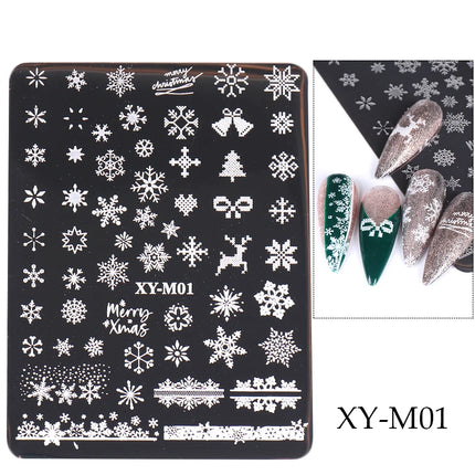 1 PC Nail Stamping Plates Christmas French Xmas Steel Printing Stencil Snowflakes Nail Stamp Templates Nail Art Manicure Tools