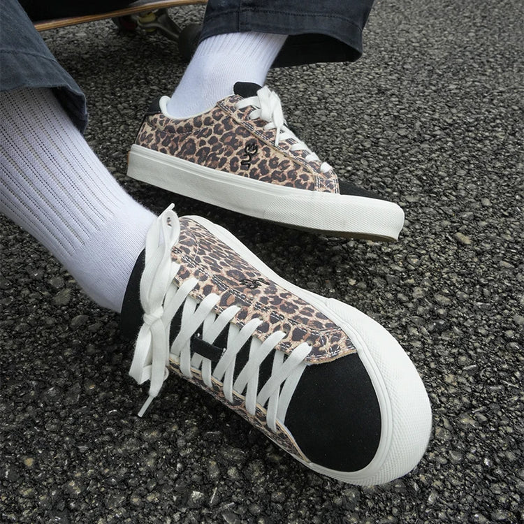 Goluck Classics Sneakers Stylish Leopard Vulc Skateboard Shoes Shock Absorption Encapsulated Men&Women Durable Comfortable Spo
