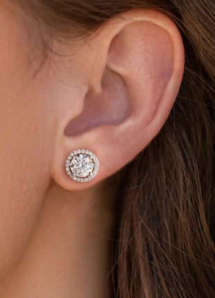 DW Certified Moissanite Diamond Stud Earrings for Women 925 Sterling Silver Round Halo Earrings Luxury Wedding Fine Jewelry PlatiNum