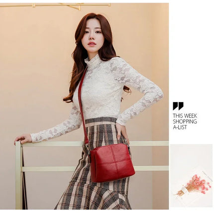 Women's Bags Retro Design Crossbody Bag Trend Quality PU Leather Bucket Shoulder Bags Small Handbags for Women PlatiNum