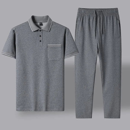 2024 Summer New Comfortable Soft Cotton Fashion Suit Men's Casual Relaxed Breathable Plus Size High Quality Sports Two-Piece Set PlatiNum