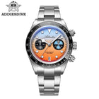 ADDIESDIVE 40mm Quartz Men's Watch AD2559 316L Stainless Steel 100M Water Resistant BGW9 Super Luminous Chronograph