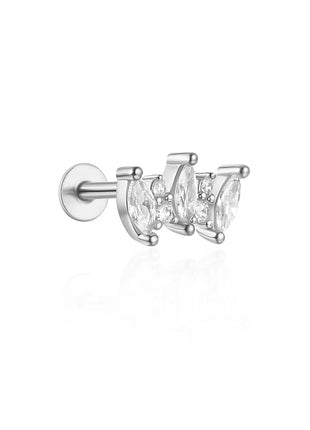 Orecchini con polsini piatti filettati con nappa tempestata di diamanti di nuovo stile, accessori per orecchie in stile europeo e americano. platinumshop