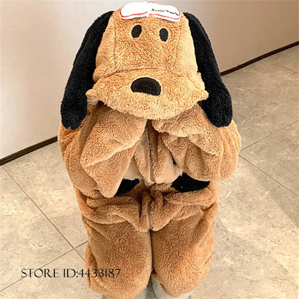 Winter New Cartoon Flannel Sleepwear Jumpsuit Pajama Kigurumi Thicken Coral Fleece Onesies Pyjamas Halloween Party Homewear