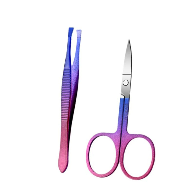 26Pcs Red Blue Gradient Nail Clipper Kit Stainless Steel Manicure Pedicure Set Nail Care Tool With Portable Storage Case Gift