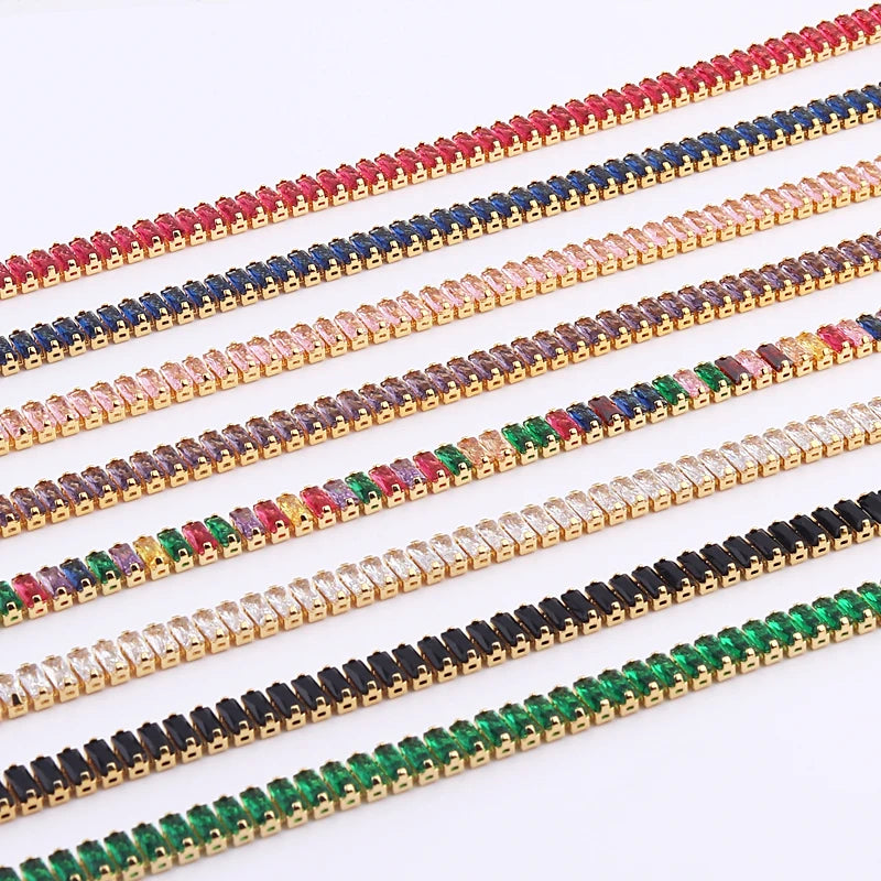 Collana girocollo con zirconi cubici da donna verde di lusso Collana con catena da tennis in cristallo arcobaleno lucido CZ per regalo da donna