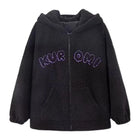 Sanrio Anime Kuromi Clothes Women Black Embroidery Hoodies Y2k Tops Autumn Winter Thin Coat Female Fashion Loose Sweatshirt