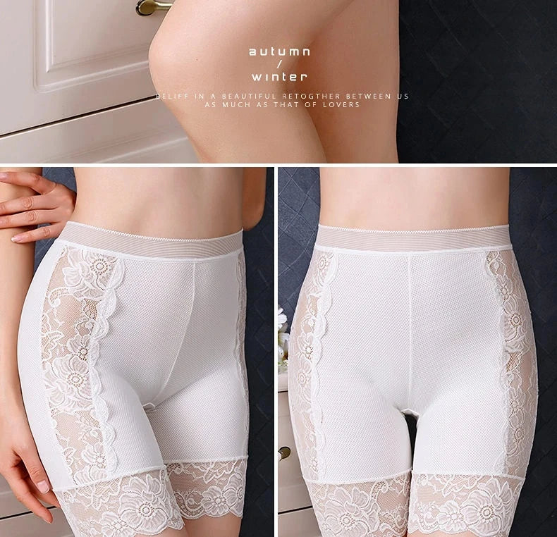 Plus Size Safety Short Pants Women Seamless Under Skirt Boxers For Women Sexy Lace Anti Chafing Boyshort Panties Underwear
