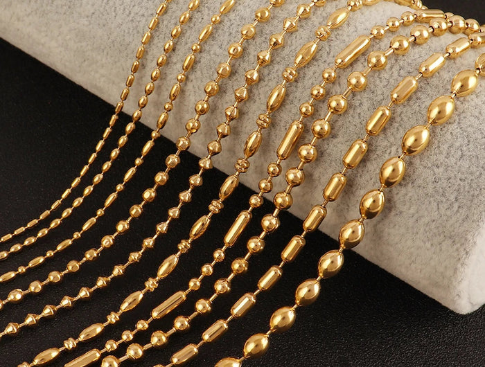 316 Stainless Steel Necklaces For Women Necklace Long Beads Chain Necklace Choker Necklace Bead Necklace Fashion Jewelry Gift PlatiNum