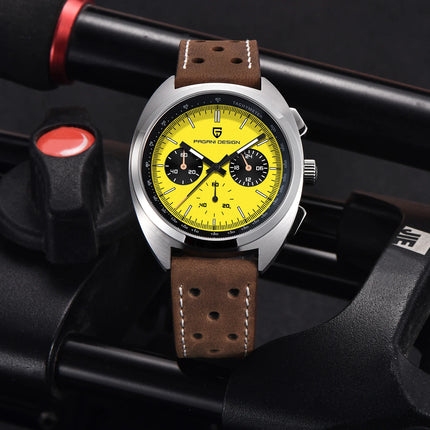 Orologio da uomo di lusso retrò 2026 PAGANI DESIGN Cronografo sportivo al quarzo VK63 con zaffiro AR impermeabile e cinturino in pelle