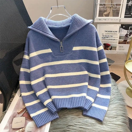 Sweater Hoodie Women's 2026 New Zipper Striped Bottom Pad Short Fashion High end Women's Sweater