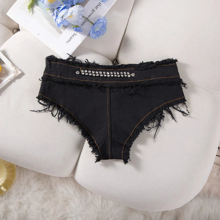 Womens Low Waist Denim Jeans Shorts Hottie Sexy Nightclub Mini Shorts Pants Jeans Slim Young Ladies White Pole Dance Hotpants PlatiNum