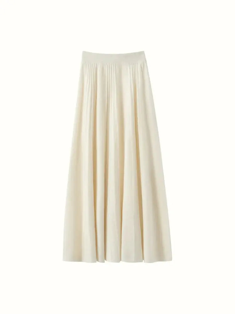 Women's Simple Loose Tight Waistbands Half-Length Skirt 100% Cashmere Autumn Winter Warm Soft Elegant Casual Fashion Bottoms PlatiNum