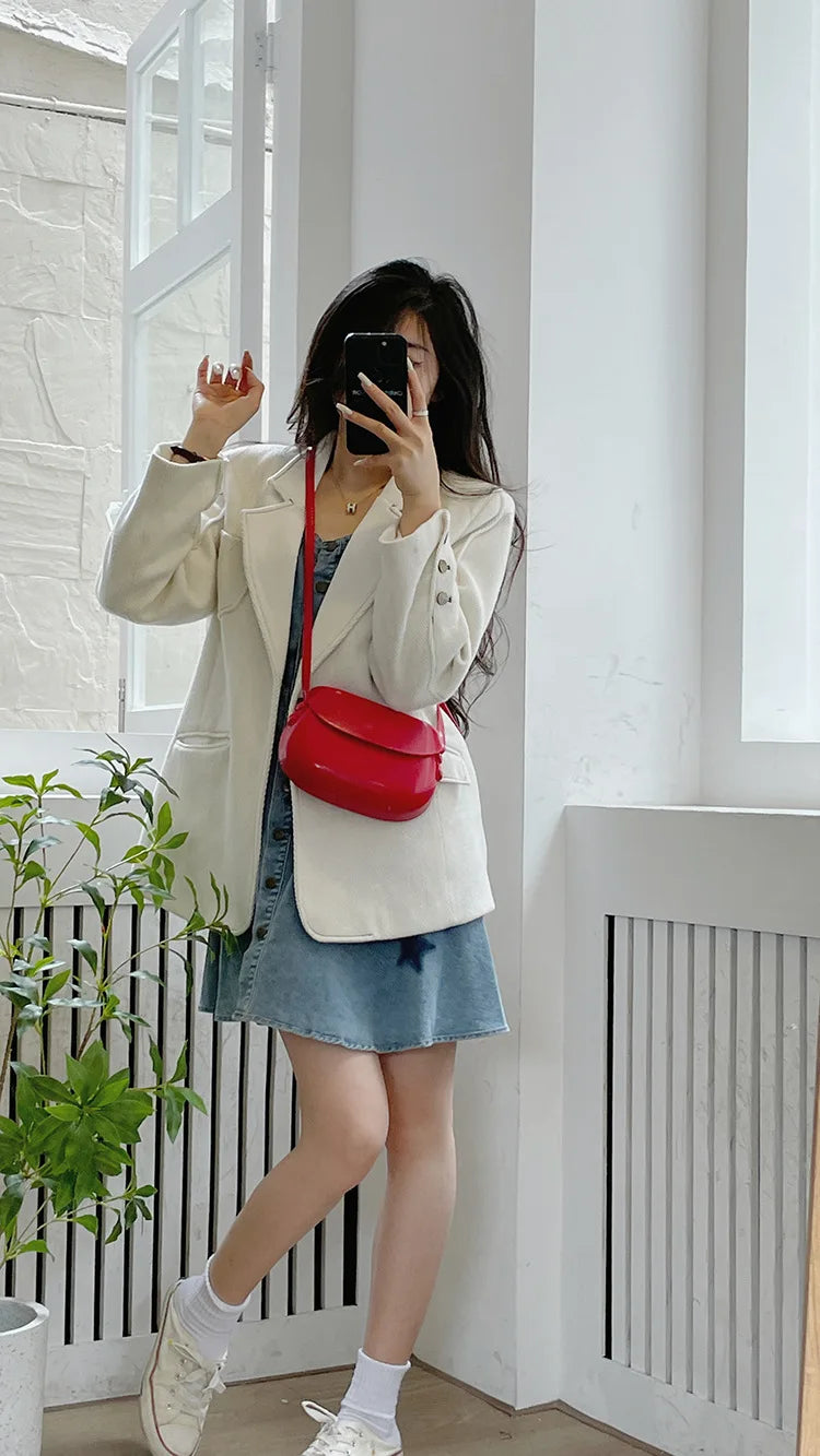Womens Small Messenger Bag Solid PU Leather Shiny Shoulder Bag Fashion Saddle Bags Flip Buckle Phone Coin Purse Lipstick Storage PlatiNum