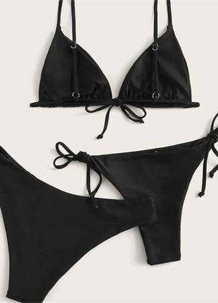 Bikini nero Costume da bagno estremo Triangolo Costumi da bagno sexy String 3 pezzi Bikini Set Costume da bagno donna Beach Tangas Biquinis Feminino platinumshop