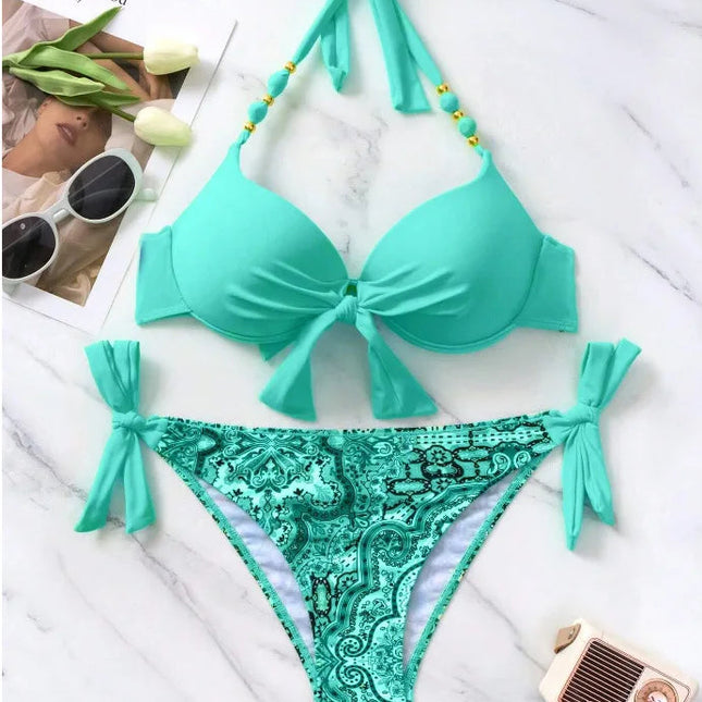 Sexy Push Up Bikini 2024 Costume da bagno donna Due pezzi Costumi da bagno Perizoma femminile Bikini Set Nuoto per costumi da bagno Biquini brasiliano platinumshop