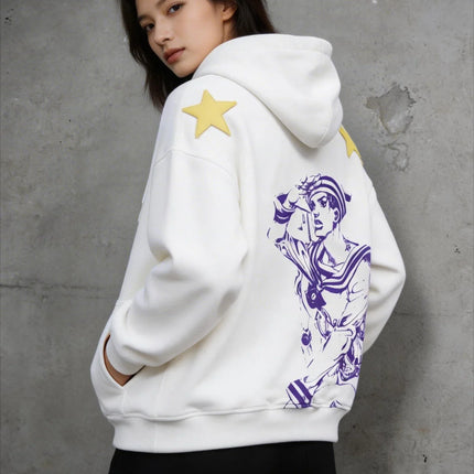 Jojo Bizarre Adventure Star Design Hoodies Women Men Zip Anime Hoodie Harajuku Streetwear Sweatshirt Y2k Men Clothing