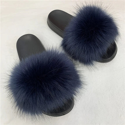 Fluffy Slippers for Women Soft Faux Fur Women's Summer Slippers Stylish Open Toe Sandals Comfy Fuzzy Indoor Outdoor Beach Shoes
